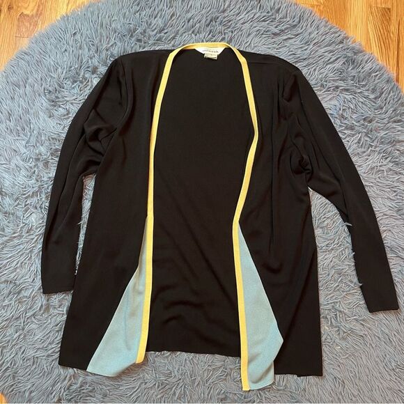 Exclusively Misook Black Color Block Long Cardigan Size L - Picture 1 of 4